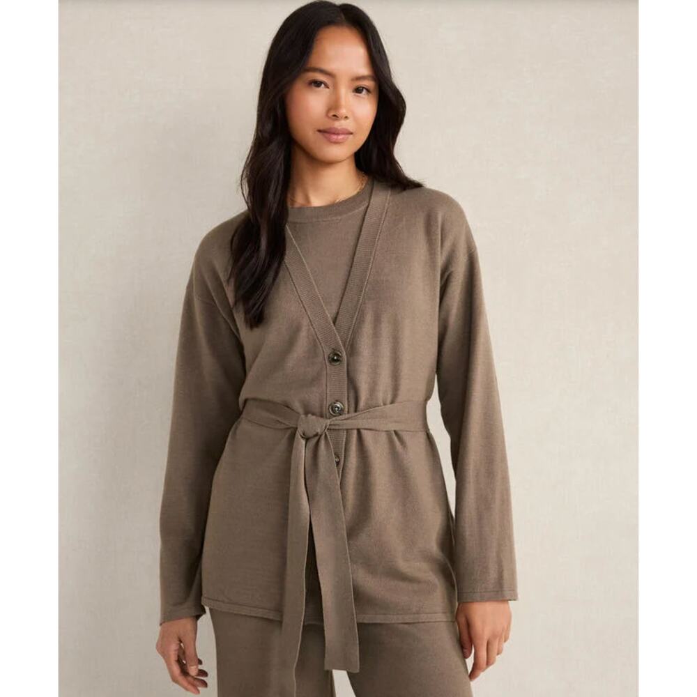 Haven Well Within Relaxed Jersey Cardigan in Slate Brown Size Medium